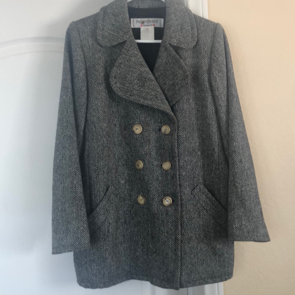 Yvette Saint Laurent Tweed Pea Coat - Gem